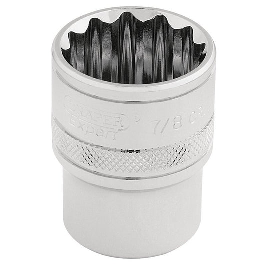 Draper HI-TORQ 1/2"D 7/8" AF 12 Point Chrome Socket Standard Length 33661