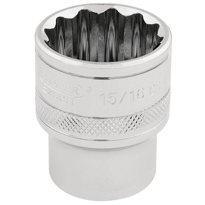 Draper HI-TORQ 1/2"D 15/16" AF 12 Point Chrome Socket Standard Length 33724