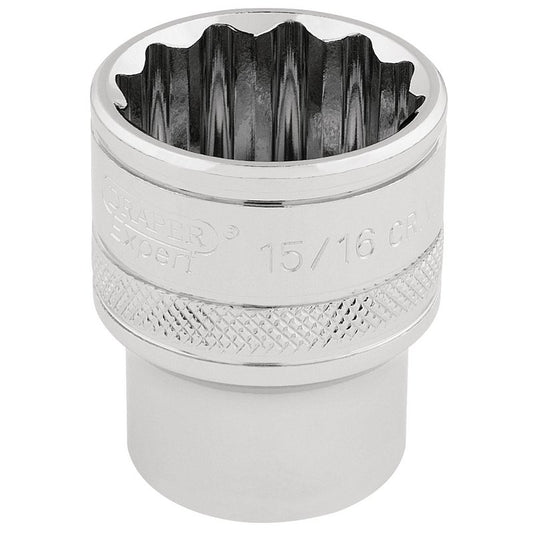 Draper HI-TORQ 1/2"D 15/16" AF 12 Point Chrome Socket Standard Length 33724