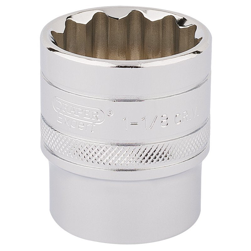 Draper HI-TORQ 1/2"D 1.1/8 12 Point Chrome Socket Standard Length 33727