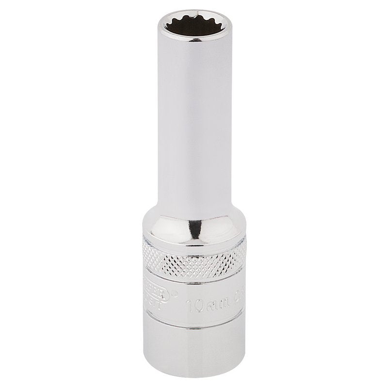 Draper 10mm HI-TORQ 12 Point Deep Socket 1/2" Sq Dr knurled Ring Polished 33730