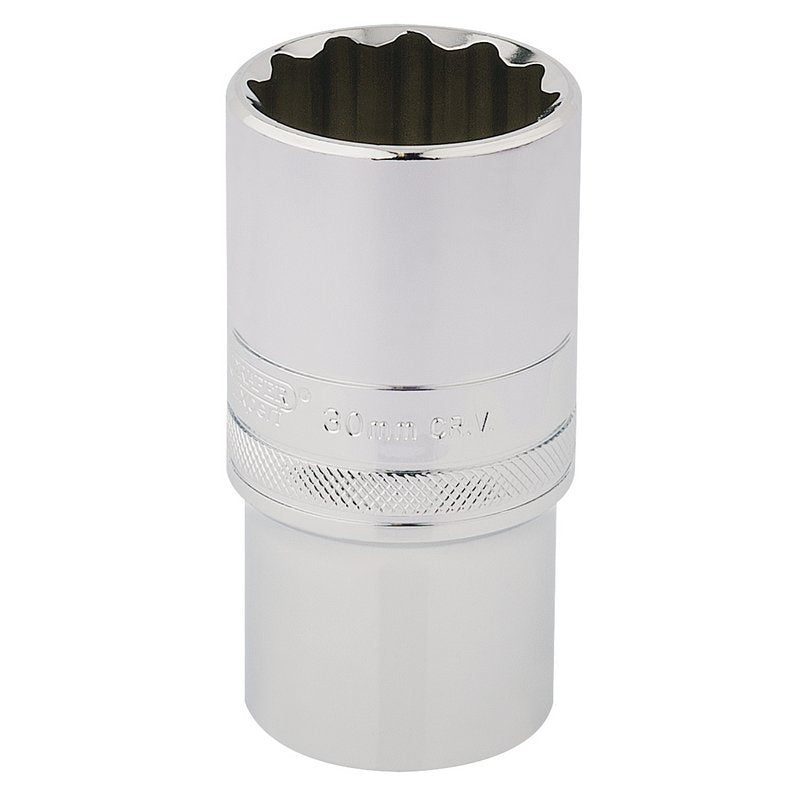 Draper 30mm HI-TORQ 12 Point Deep Socket 1/2" Sq Dr knurled Ring Polished 33858