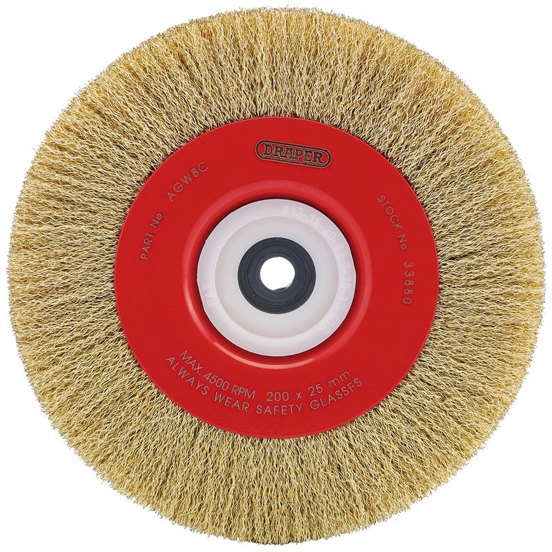 Draper Bench Grinder Crimped Steel Wire Brush 200 x 25mm Reducing Bushes 33880
