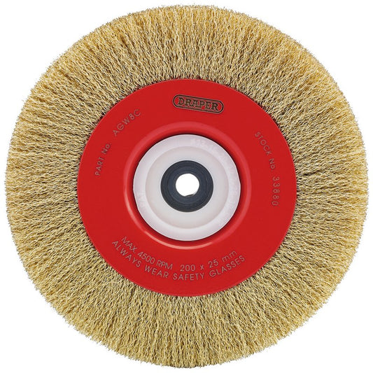 Draper Bench Grinder Crimped Steel Wire Brush 200 x 25mm Reducing Bushes 33880