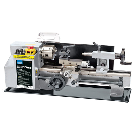 Draper Variable Speed Metal Work Lathe 230V 250W 3 Jaw Chuck Capacity 80mm 33893