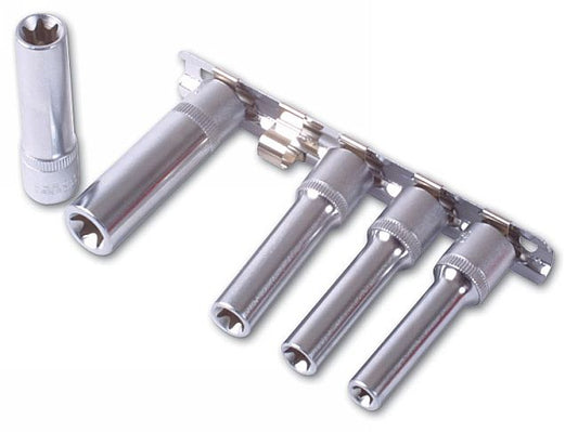 Laser Tools Deep Torx Star Socket Set 3/8"D 5pc From E8 to E14 61mm Long 3393