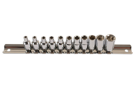 Laser Tools BA Socket Set 1/4"D 11pc Single Hex From 0BA to 10BA Satin 3399