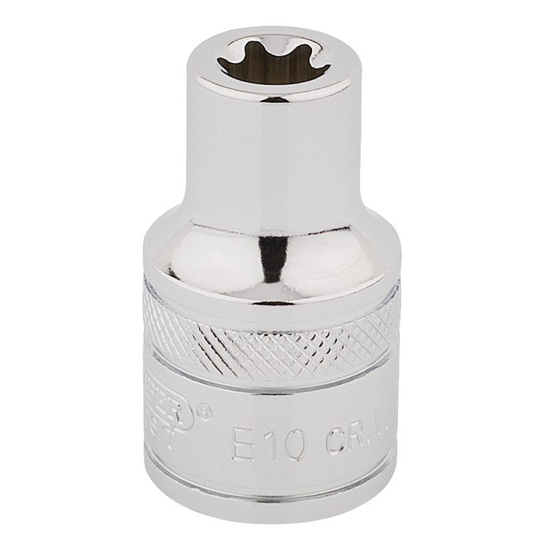 Draper Inverted Torx Star Socket, 1/2" Sq Dr E10 Chrome 34270