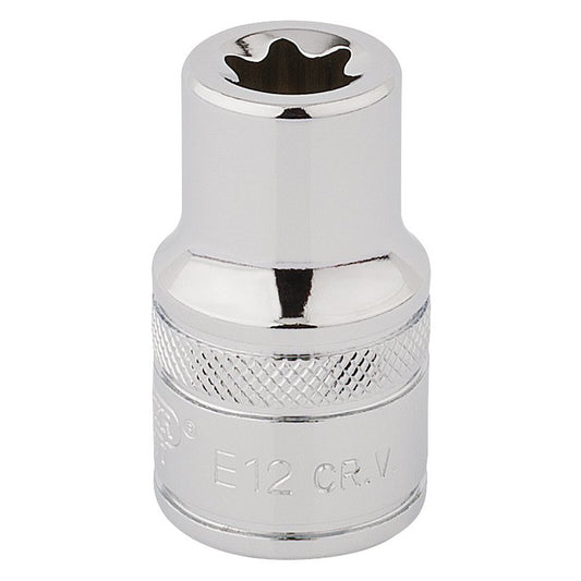Draper Inverted Torx Star Socket, 1/2" Sq Dr E12 Chrome 34274