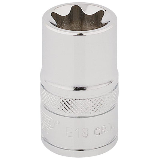 Draper Inverted Torx Star Socket 1/2" Sq Dr E18 Chrome 34340
