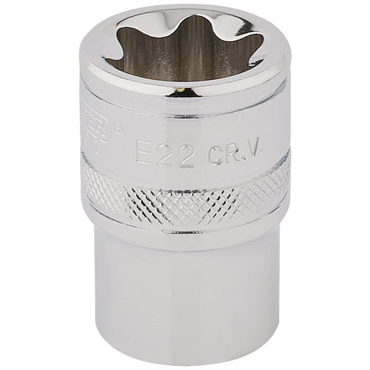 Draper Inverted Torx Star Socket 1/2" Sq Dr E22 Chrome 34372