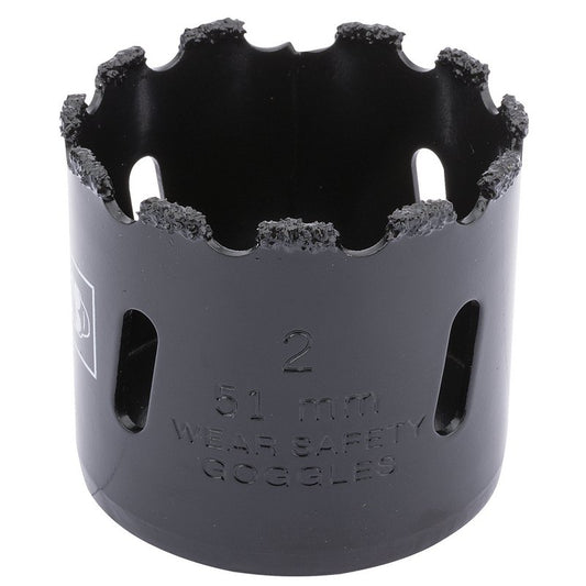 Draper Tungsten Carbide Grit Hole Saw 51mm Welded Tungsten Grit Rim 34943