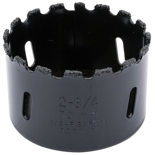 Draper Tungsten Carbide Grit Hole Saw 70mm Welded Tungsten Grit Rim 34952