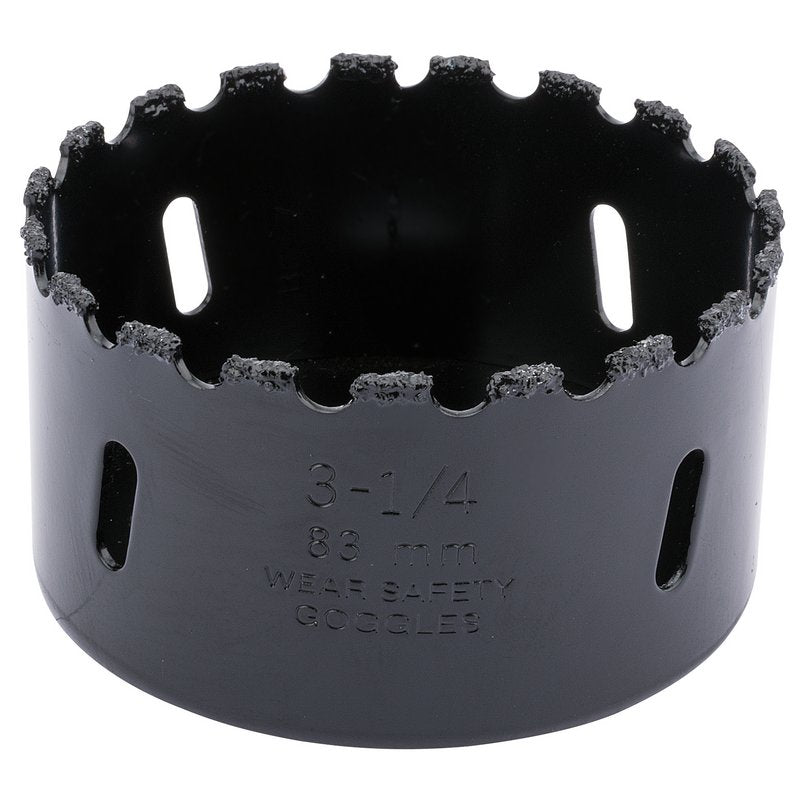 Draper Tungsten Carbide Grit Hole Saw 83mm Welded Tungsten Grit Rim 34954