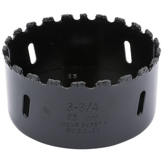 Draper Tungsten Carbide Grit Hole Saw 95mm Welded Tungsten Grit Rim 34965