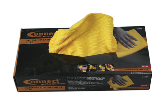 Connect Microfibre Yellow Cloths in Dispenser Box 20pc 35358