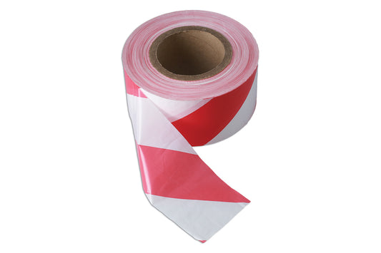 Connect Red & White Barrier Tape 75mm x 500m Non Adhesive 1pc 35365