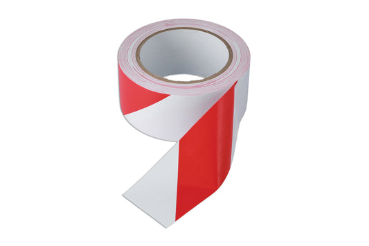 Connect Red & White Barrier Tape 50mm x 33m Adhesive 1pc 35367