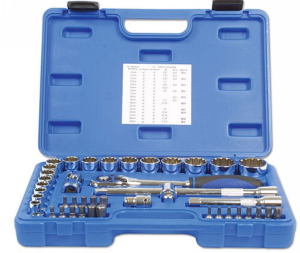 Laser Tools Metric Alldrive Socket Set 1/2"D 42pc Fits 38 Applications 3571