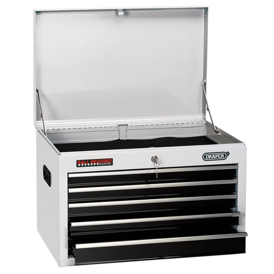 Draper Tool Chest 5 Drawer 26" White Steel Foam Linings Heavy Duty 35738