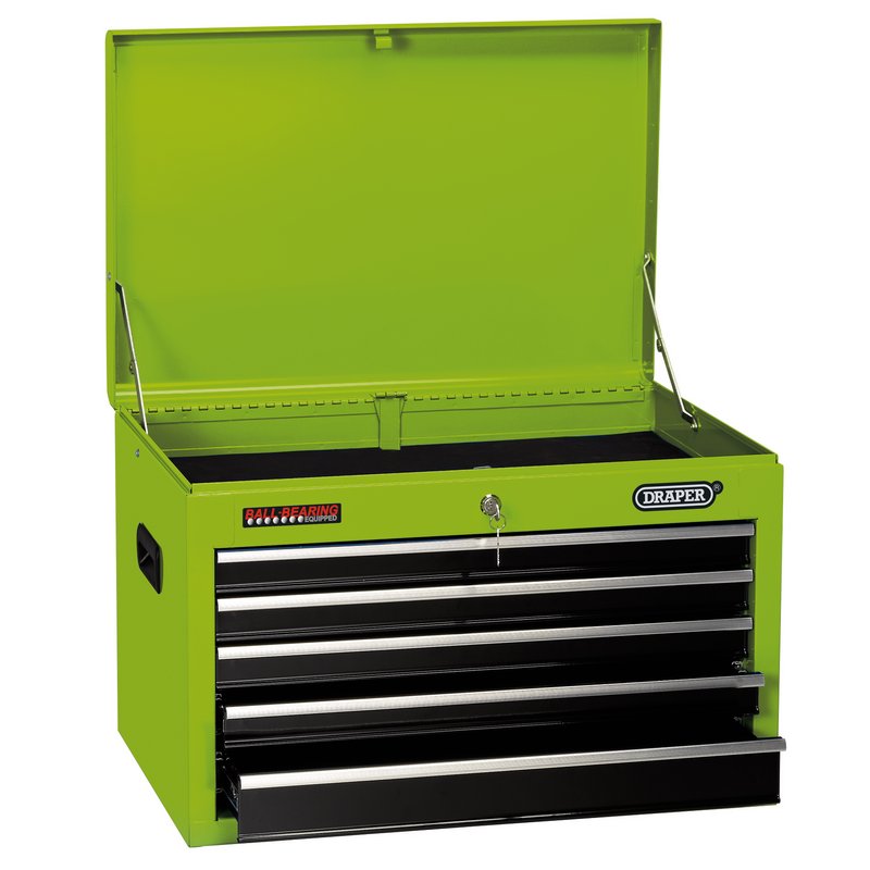 Draper Tool Chest 5 Drawer 26" Green Steel Foam Linings Heavy Duty 35739