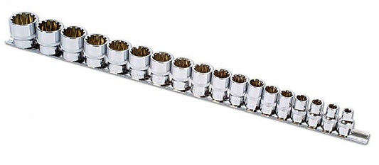 Laser Tools Metric Alldrive Socket Set 3/8"D 18pc From M6 to M24 On A Rail 3593
