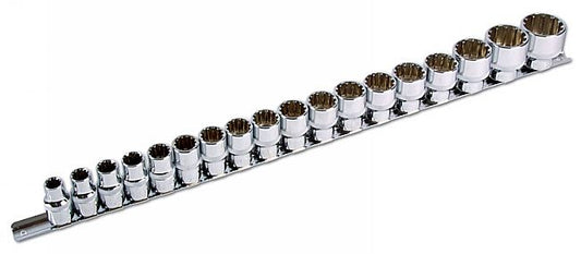 Laser Tools Metric Alldrive Socket Set 1/2"D 18pc from M10 to On A Rail M32 3594