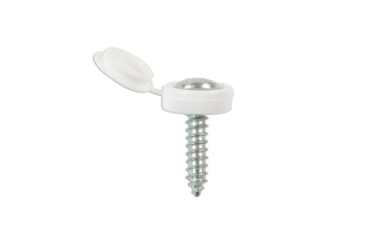 Connect White Number Plate Flip Top & Screw 5pc 36884