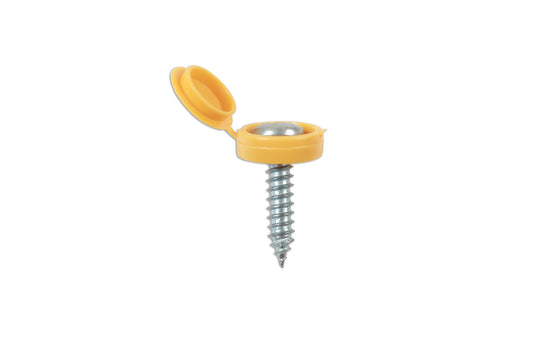 Connect Yellow Number Plate Flip Top & Screw 5pc 36886