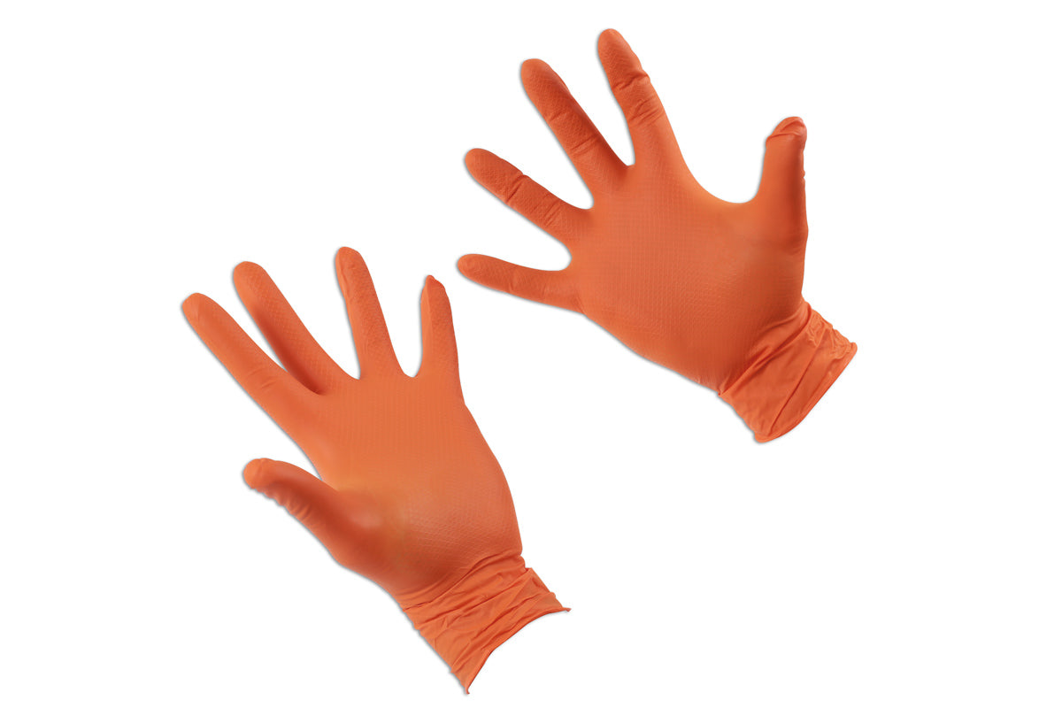 Connect Grippaz Medium Orange Nitrile Gloves Box 50pc/25 Pairs 37300