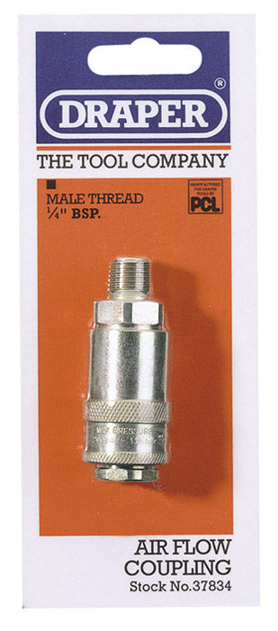 Draper 1/4" Male Thread PCL Tapered Airflow Coupling 37834