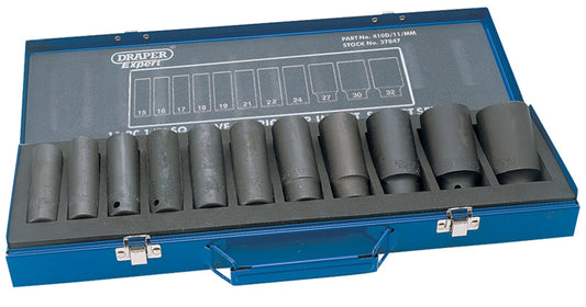 ****Draper Metric Deep Impact Socket Set, 1/2" Sq. Dr. (19 Piece) 37847