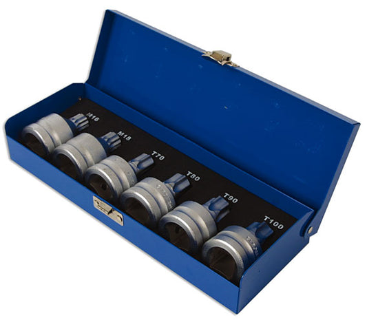 Laser Tools Tamperproof Spline & Star Socket Bit Set 3/4"D 6pc 3815