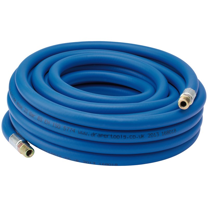 Draper Air Line Hose 10m 1/4" 6mm Bore 1/4" BSP Male Ends Blue 38282