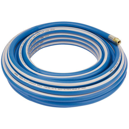 Draper Air Line Hose 15m 6mm Bore 1/4" BSP Male Ends Blue White 38356