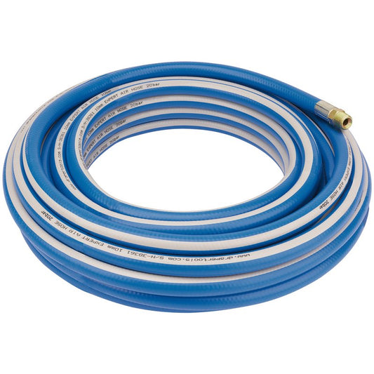 Draper Air Line Hose 15m 10mm Bore 1/4" BSP Male Ends Blue White 38361