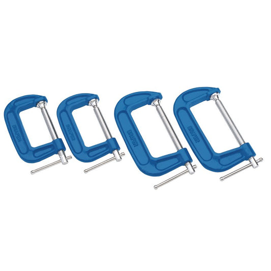 Draper C Clamp Set 4 Piece 2 x 75mm 2 x 100mm Malleable Cast Iron 38368