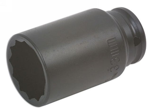 Laser Tools 33mm Deep Impact Socket 1/2"D Black Phosphate Finish 3847