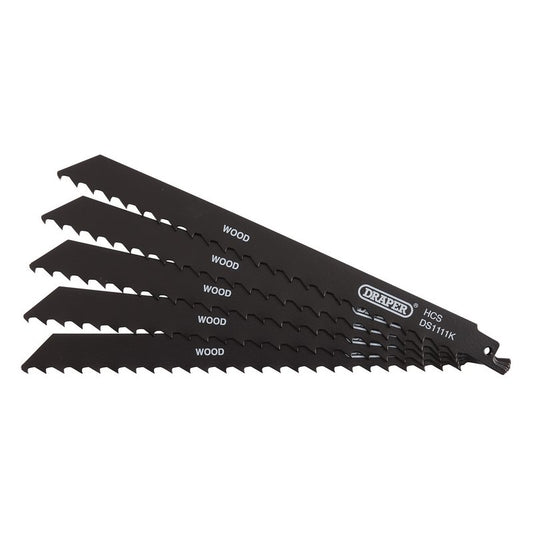 Draper Reciprocating Saw Blades Wood and Plastic Cutting 225mm 3tpi 5Pk 38589
