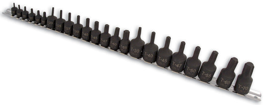 Laser Tools Star Socket Bit Set 1/4"D, 3/8"D, 1/2"D 23pc 3929