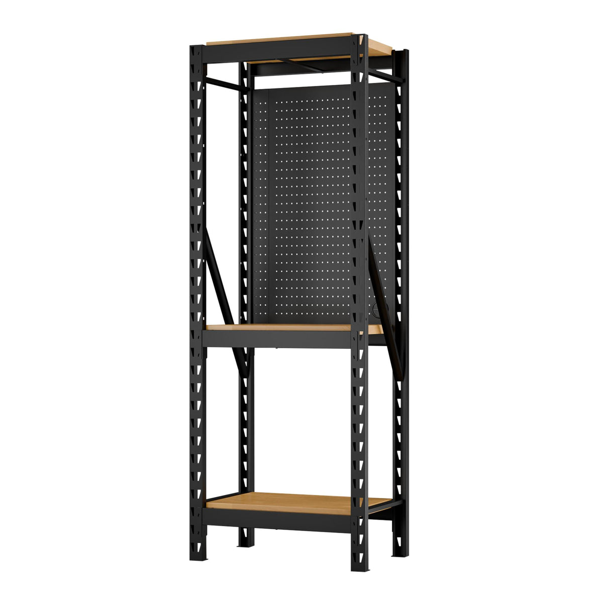 BUNKER 17 Piece Modular 3 Tier Racking with Hardwood Shelving and Pegboards, 750mm