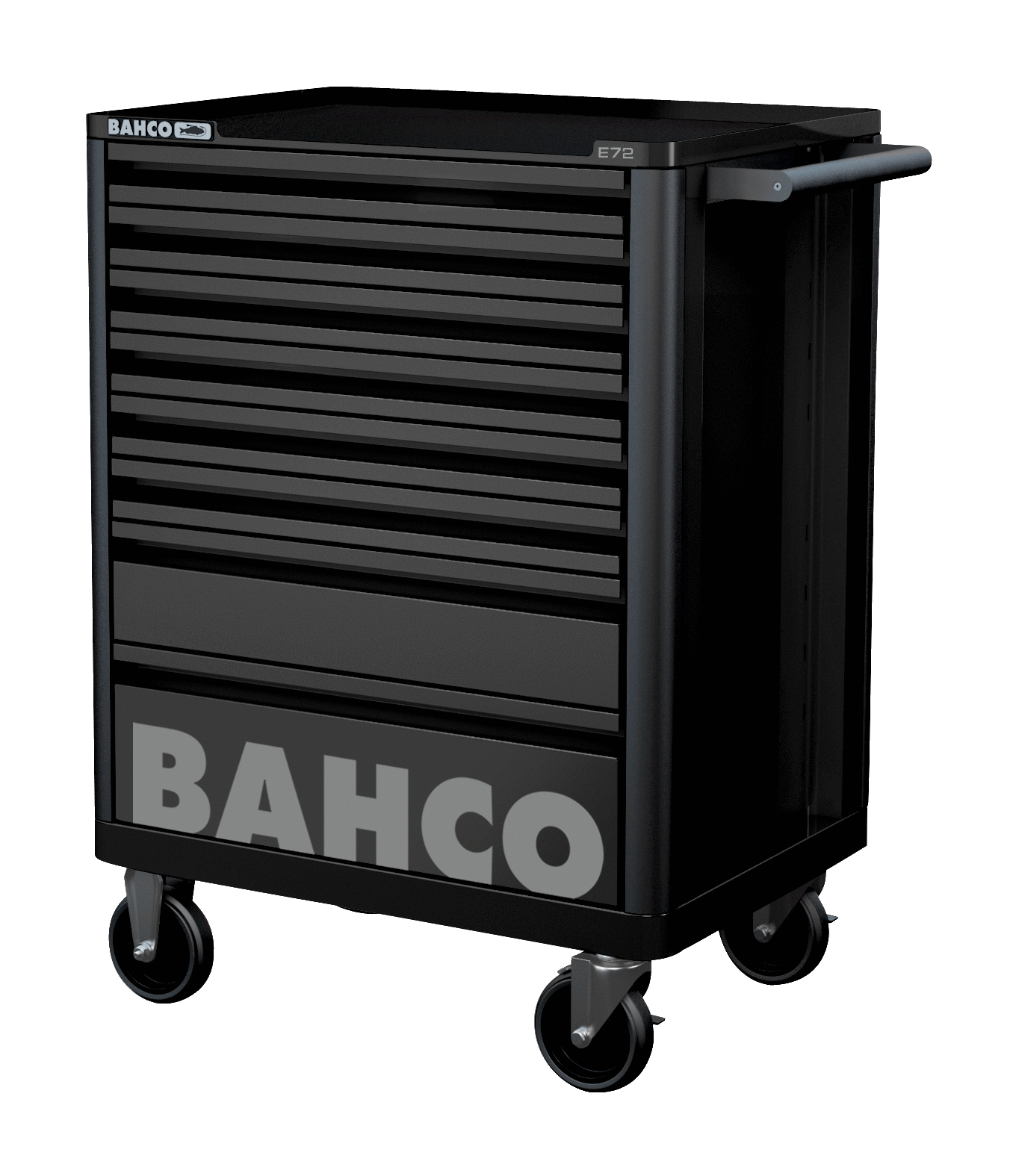 Bahco 8 Drawer Black Tool Box Trolley Workshop Roller Cabinet 26" E72 Storage Hub 1472K8BLACK