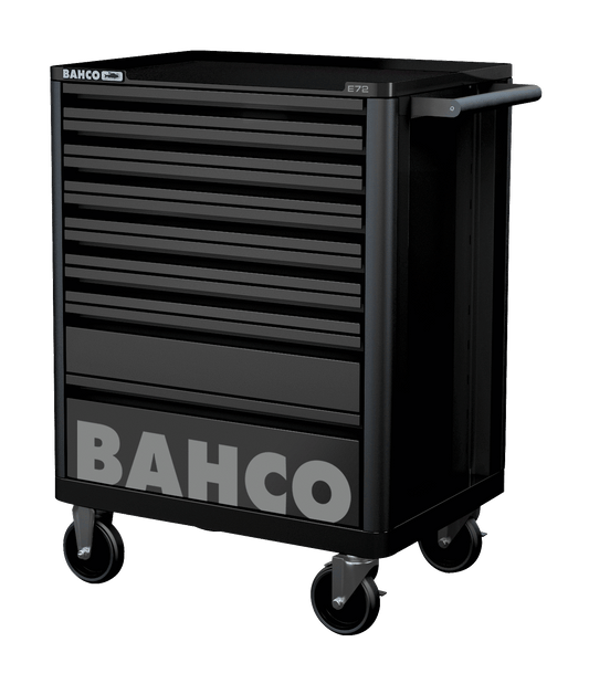 Bahco 8 Drawer Black Tool Box Trolley Workshop Roller Cabinet 26" E72 Storage Hub 1472K8BLACK