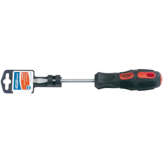 Draper Plain Slot Flared Tip Screwdriver 6 x 100mm soft grip blasted tip 40008