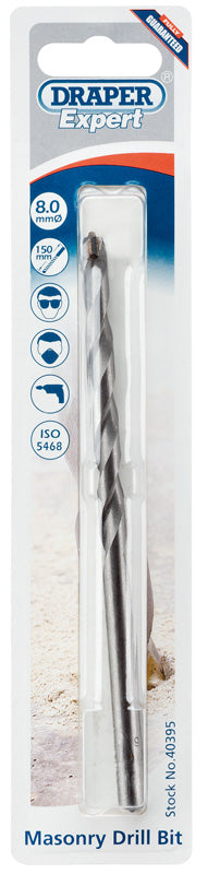 Draper Masonry Drill Bit 8 x 150mm Tungsten Carbide Tipped Milled Flute 40395