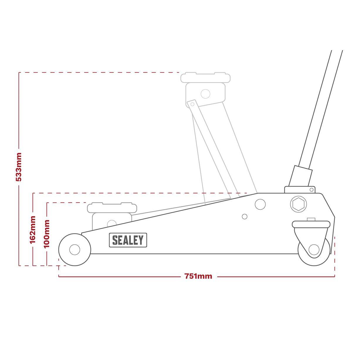 Sealey Trolley Jack 4 Tonne Low Profile Rocket Lift Black 4040AB