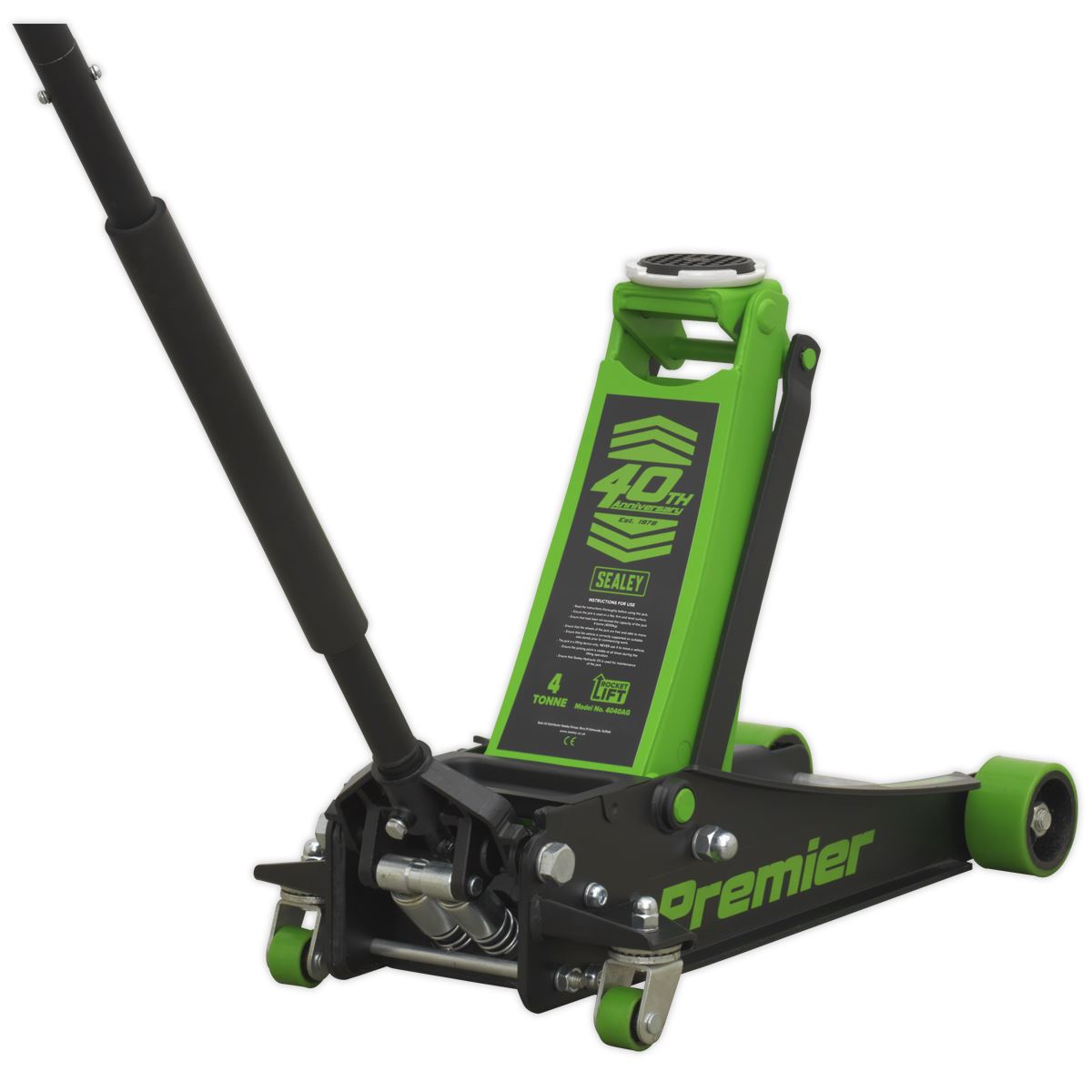 Sealey Trolley Jack 4 Tonne Low Profile Rocket Lift Green 4040AG