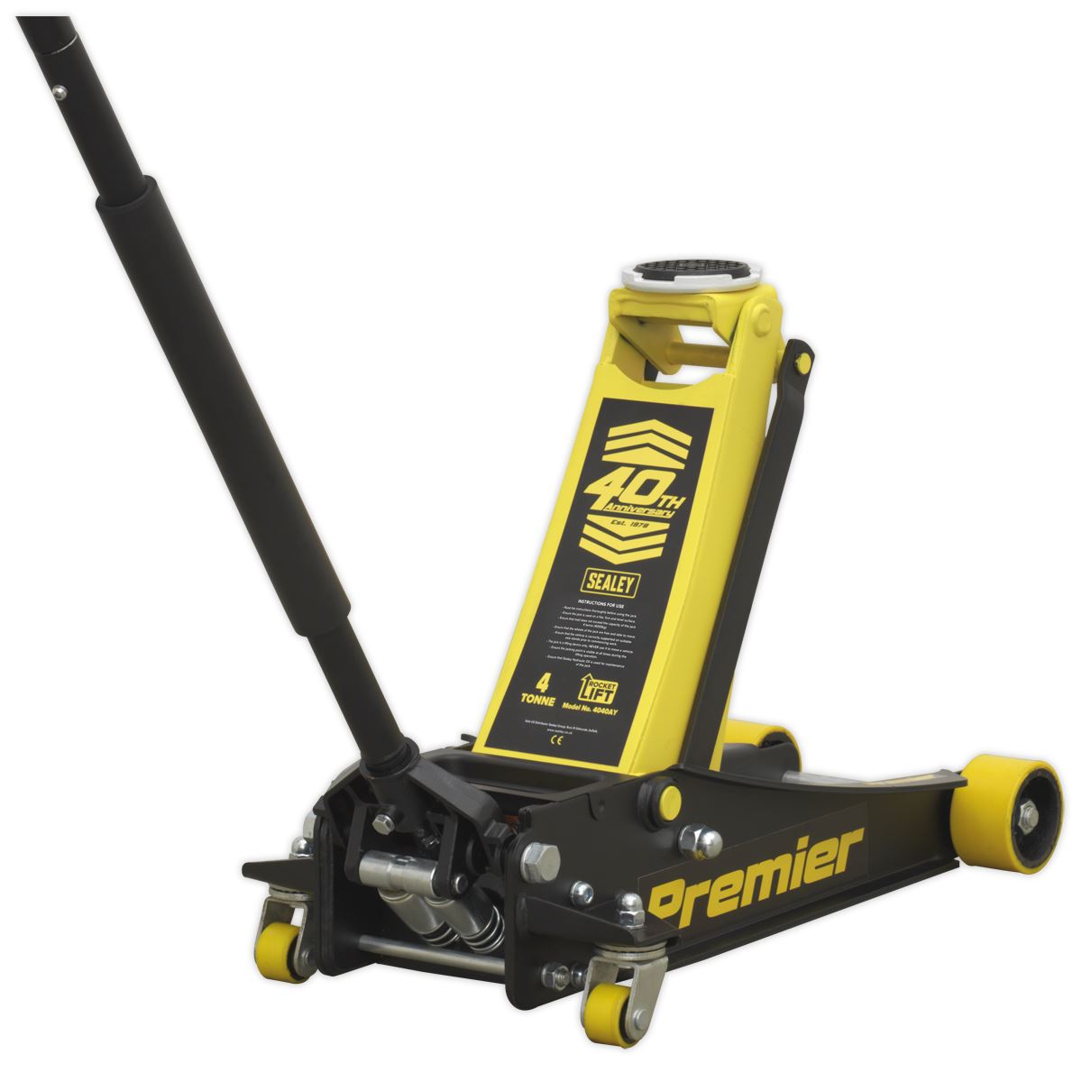 Sealey Trolley Jack 4 Tonne Low Profile Rocket Lift Yellow 4040AY