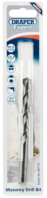 Draper Masonry Drill Bit 10 x 120mm Tungsten Carbide Tipped Milled Flute 40714