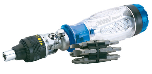 Draper Ratcheting Screwdriver and Bit Set 14 Piece swivels through 180° 40855